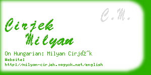 cirjek milyan business card